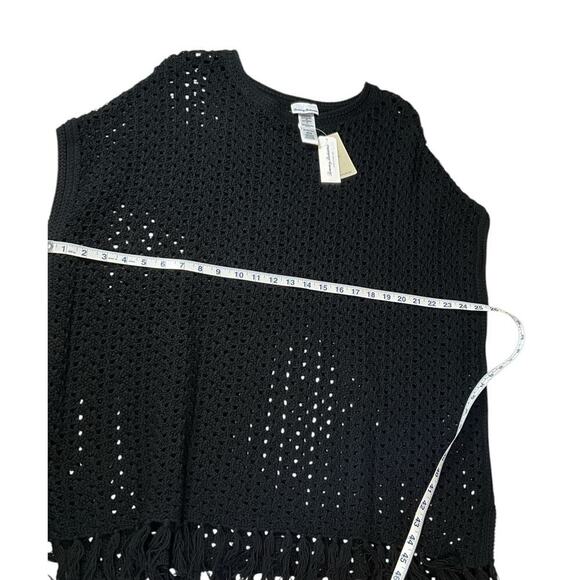 Tommy Bahama Beach Pancho NWT Black Swimsuit Cover Up 100% Cotton Small Tassel - Picture 8 of 12